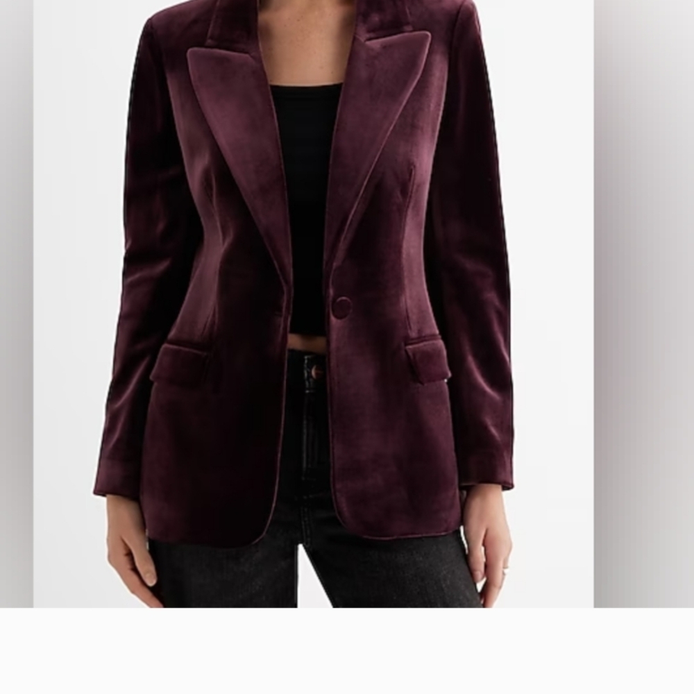 Express Deep Burgundy Velvet Blazer